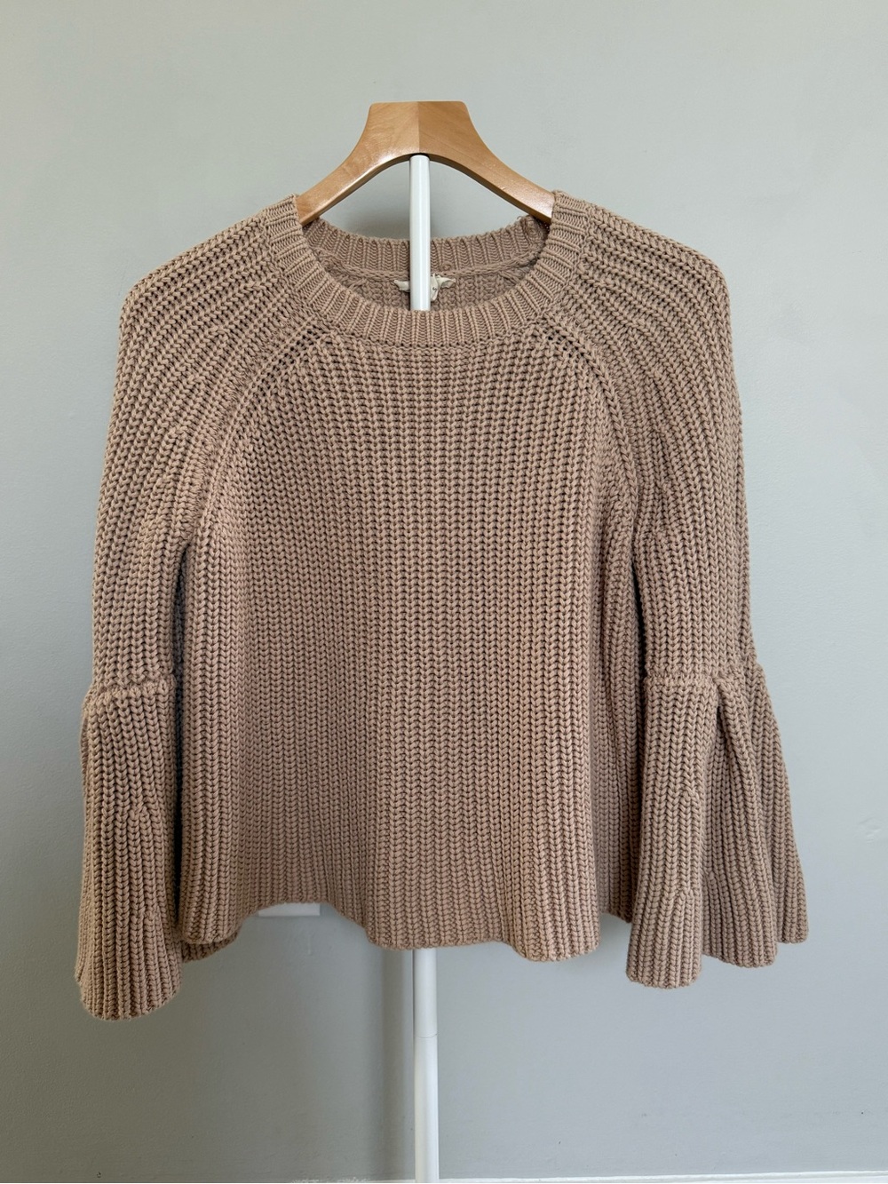 vestique Taupe Bell Sleeve Crewneck Sweater | 100% Cotton | S